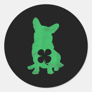 Corgi Dog Shamrock Irish Saint Patricks Day Classic Round Sticker