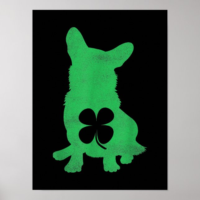 Corgi Dog Shamrock Irish Saint Patricks Day Poster (Front)