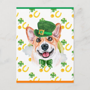 Corgi Dog Shamrock St. Patricks Day Holiday Postcard