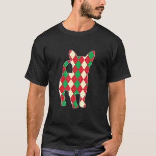 Corgi Dog Silhouette Plaid Christmas Pattern T-Shirt