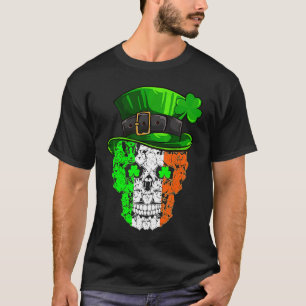Corgi Dog Skull Shamrock St Patrick's Day Lucky Ch T-Shirt