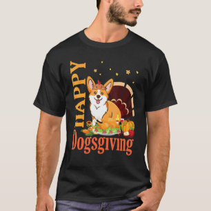 Corgi Dog Smile Happy Thanksgiving Dogsgiving Day T-Shirt