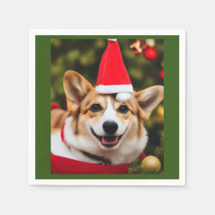 Corgi dog smiling christmas fun napkin