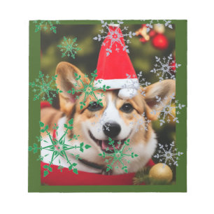 Corgi dog smiling christmas fun  notepad