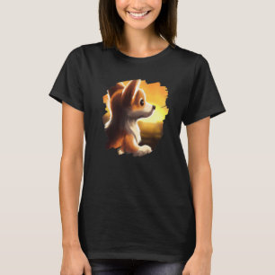 Corgi Dog Sunset Vintage Retro Corgis Dogs  1 T-Shirt