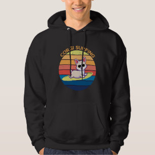 Corgi Dog Surfing The Great Wave Hoodie