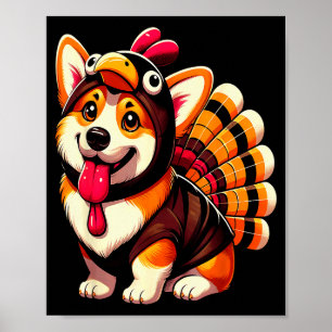 Corgi Dog Turkey Thanksgiving Costume Women Men Ki Poster