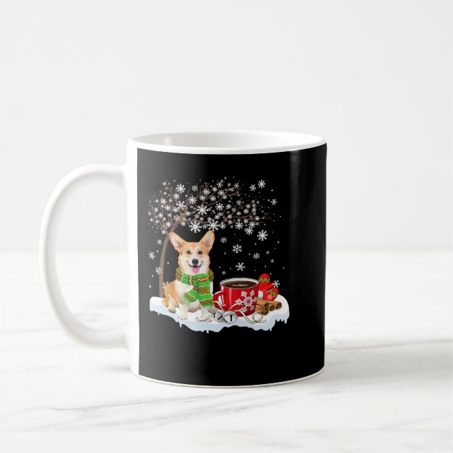 Corgi Dog Under Snow Tree Nice Dog Christmas pajam Coffee Mug (Left)
