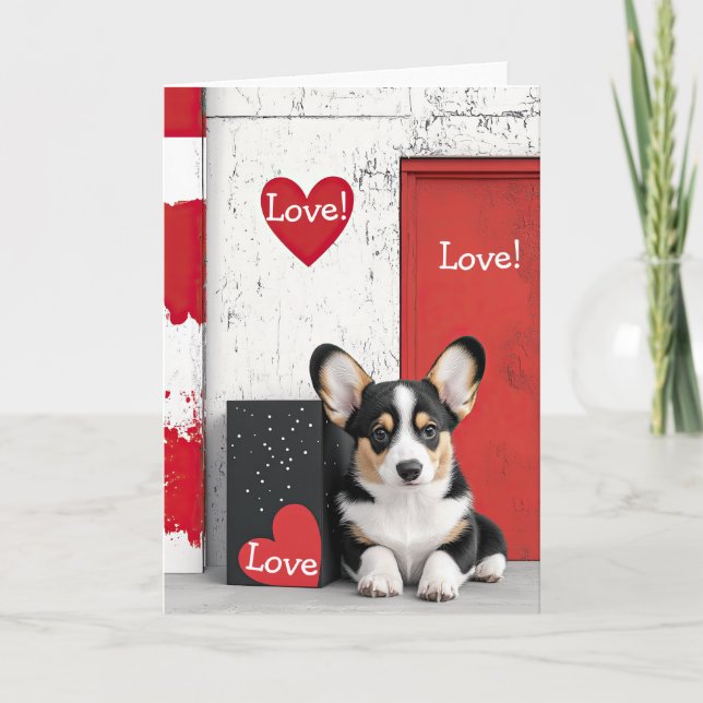 Corgi  dog Valentine Card (Front)