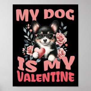 Corgi Dog Valentine Puppy Lover Valentines Day Cut Poster