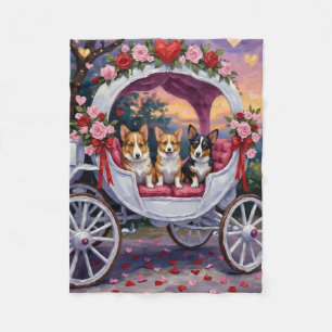 Corgi Dog Valentine's Day  Fleece Blanket