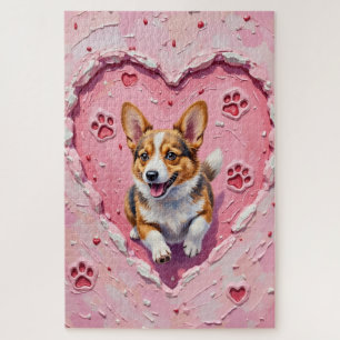 Corgi Dog Valentine's Day Heart Cookie Run Jigsaw Puzzle