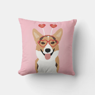 Corgi Dog Valentines Day Throw Pillow
