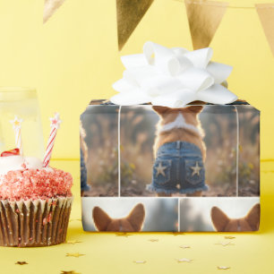 Corgi Dog Wearing Denim Shorts Wrapping Paper