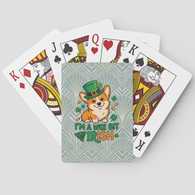 Corgi Dog "Wee Bit Irish" Funny St. Patrick's Day  Playing Cards (Back)
