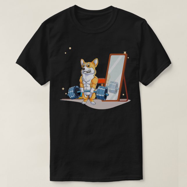 Corgi Dog Weightlifting Deadlift Men Fitness Gym-4 T-Shirt (Design Front)