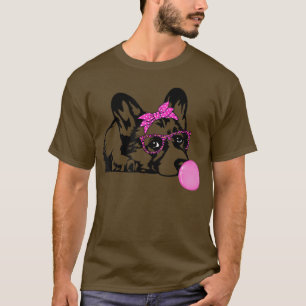Corgi dog with bubble gum bandana glasses T-Shirt