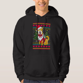 Corgi Dog With Santa Claus Hat Christmas Hoodie