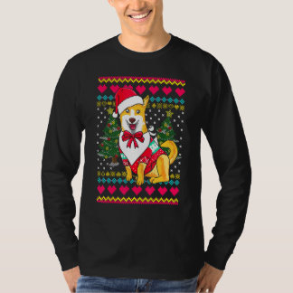 Corgi Dog With Santa Claus Hat Christmas T-Shirt