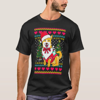 Corgi Dog With Santa Claus Hat Christmas T-Shirt