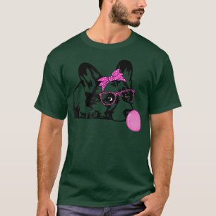 Corgi dog with with bubble gum bandana glasses T-Shirt
