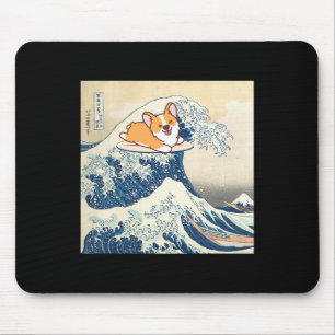 Corgi Doggo Surfing Wave Mouse Pad