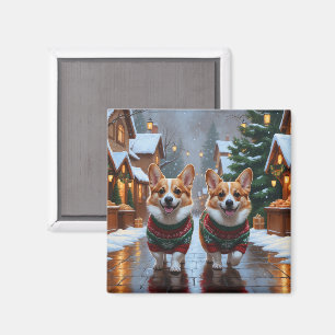 Corgi Dogs Christmas Snow Holiday Magnet