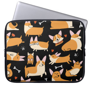 Corgi Dogs, Cute Seamless Background. Laptop Sleeve