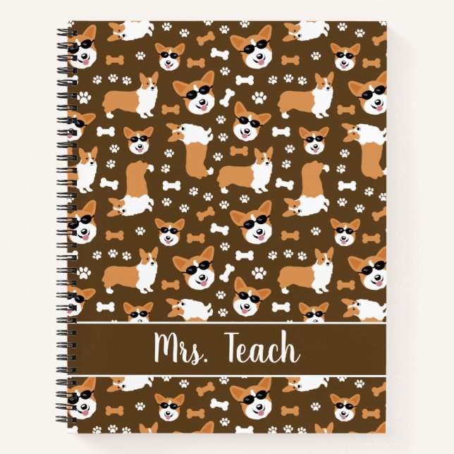 Corgi Dogs Funny Cute Personalized Notebook (Front)