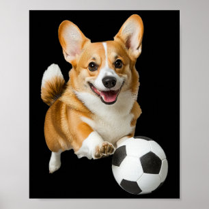 Corgi Dogs Soccer  Poster