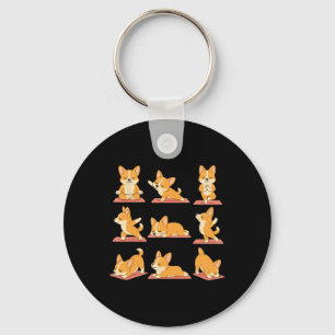 Corgi Doing Yoga Vegan Kawaii Zen Meditation Keychain