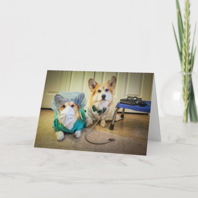Corgi Dr and nurse Speedy Recovery Card (Front)