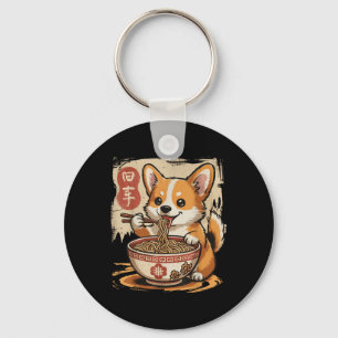 Corgi Eating Ramen  Keychain
