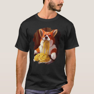 Corgi Eating Spaghetti Pasta Dog Italian Food 2 T-Shirt
