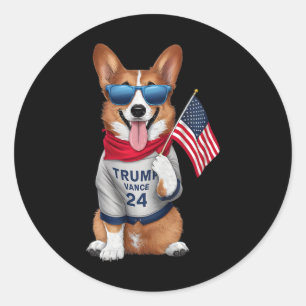 Corgi Even My Dog Wants Trump Vance Men Women  Classic Round Sticker