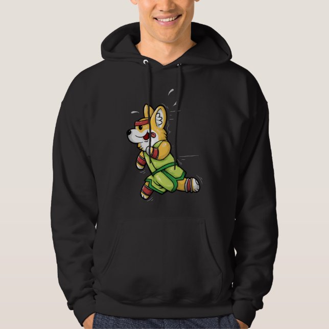 Corgi Exercise Funny Welsh Corgi Running Hoodie (Front)