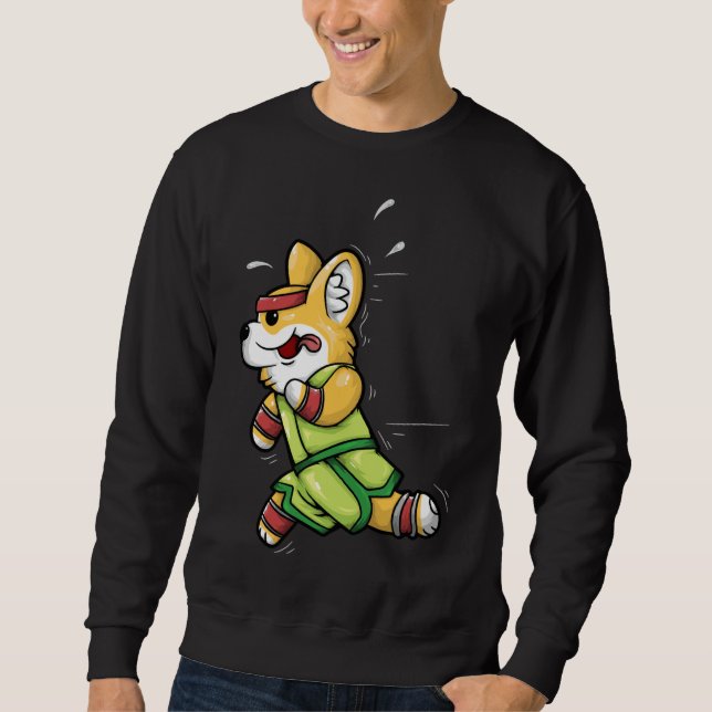 Corgi Exercise Funny Welsh Corgi Running Sweatshirt (Front)