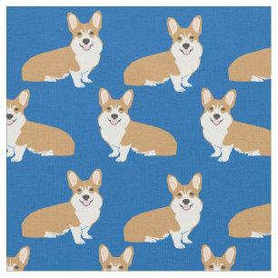 Corgi fabric - blue corgi fabric design