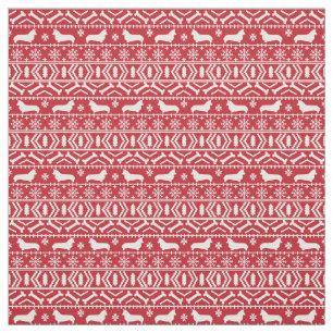 Corgi Fair Isle Fabric - cute corgi dog design