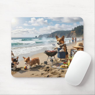 Corgi Family at the Beach Mouse Pad