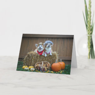 Corgi Farmer and wife blank card