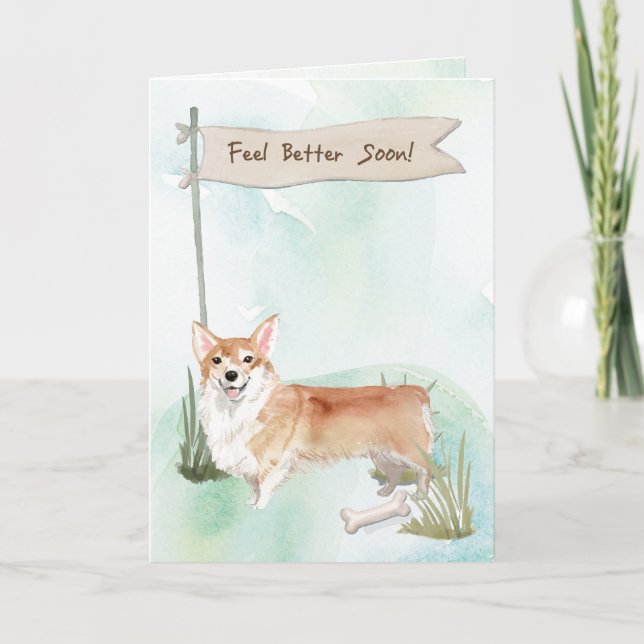 Corgi Feel Better After Surgery to Dog Card (Front)