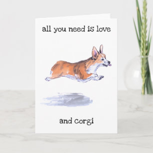 Corgi flight sumie painting card