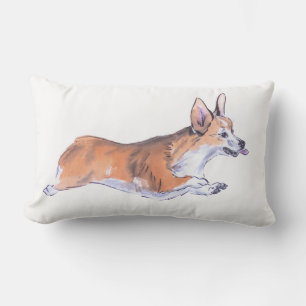Corgi flight sumie painting lumbar pillow