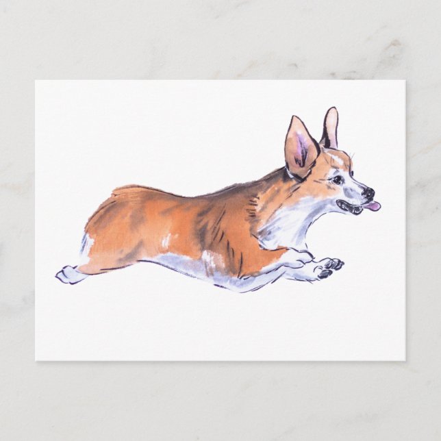 Corgi flight sumie painting postcard (Front)
