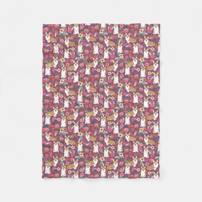 Corgi florals blanket - purple (Front)
