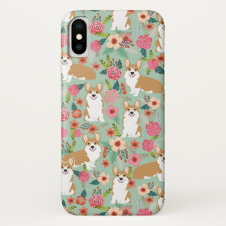 Corgi Florals iPhone case - mint