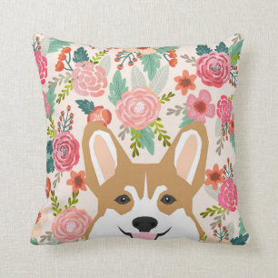 Corgi florals spring welsh corgi pillow