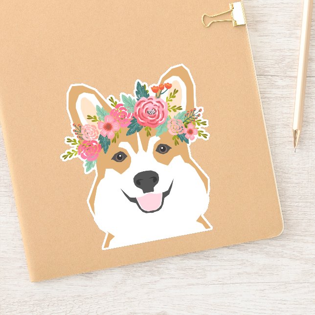 Corgi Flower Crown vinyl (Notebook)