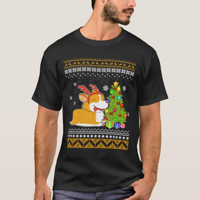 Corgi For Christmas Christmas Gif For Dog T-Shirt (Front)